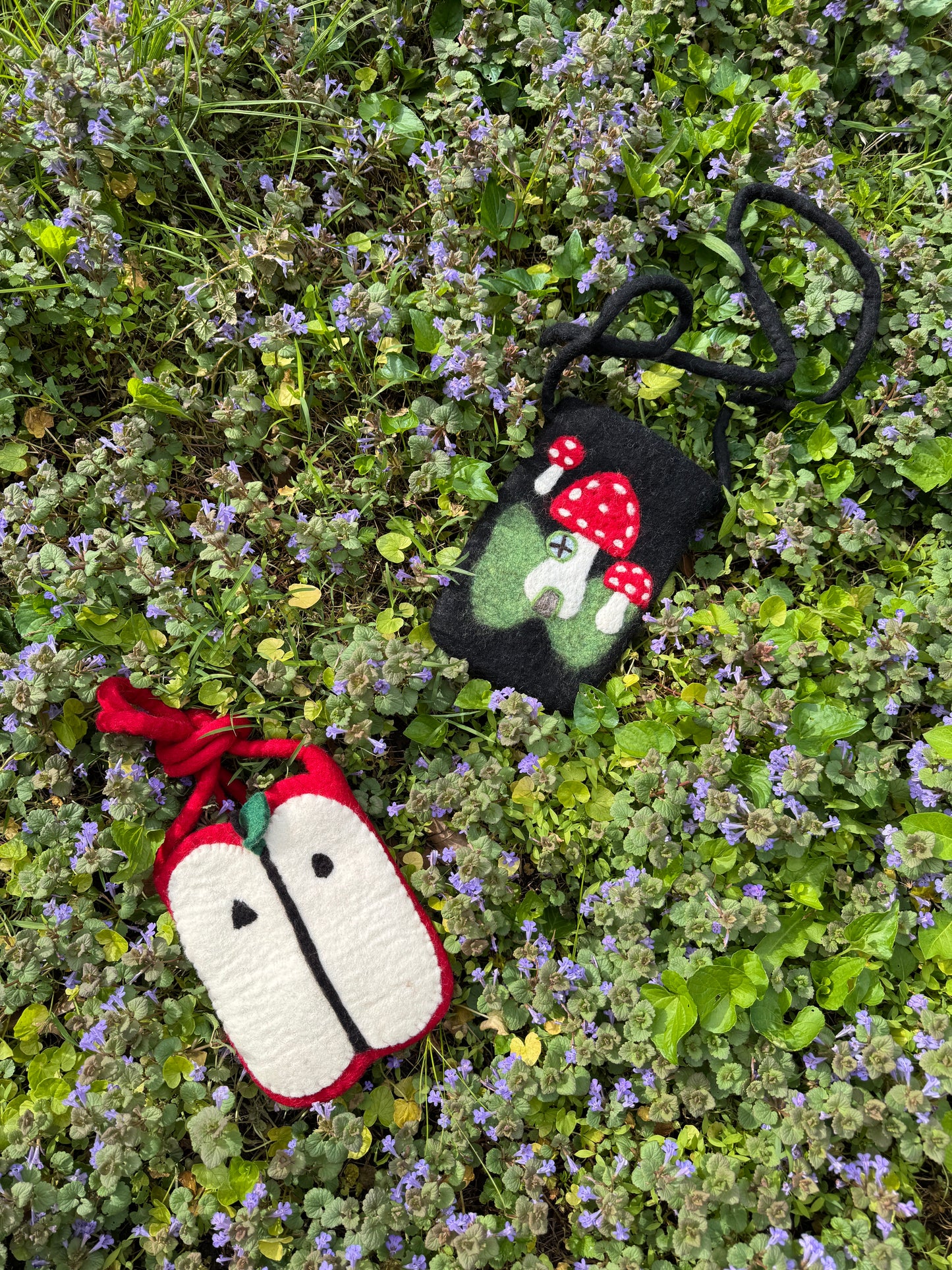 Cheesenut Handmade Wool Felt Mini Crossbody Bag | Whimsical Fruit & Forest Animal Small Purse, Pure Wool Handcrafted Kids Coin & Accessory Pouch